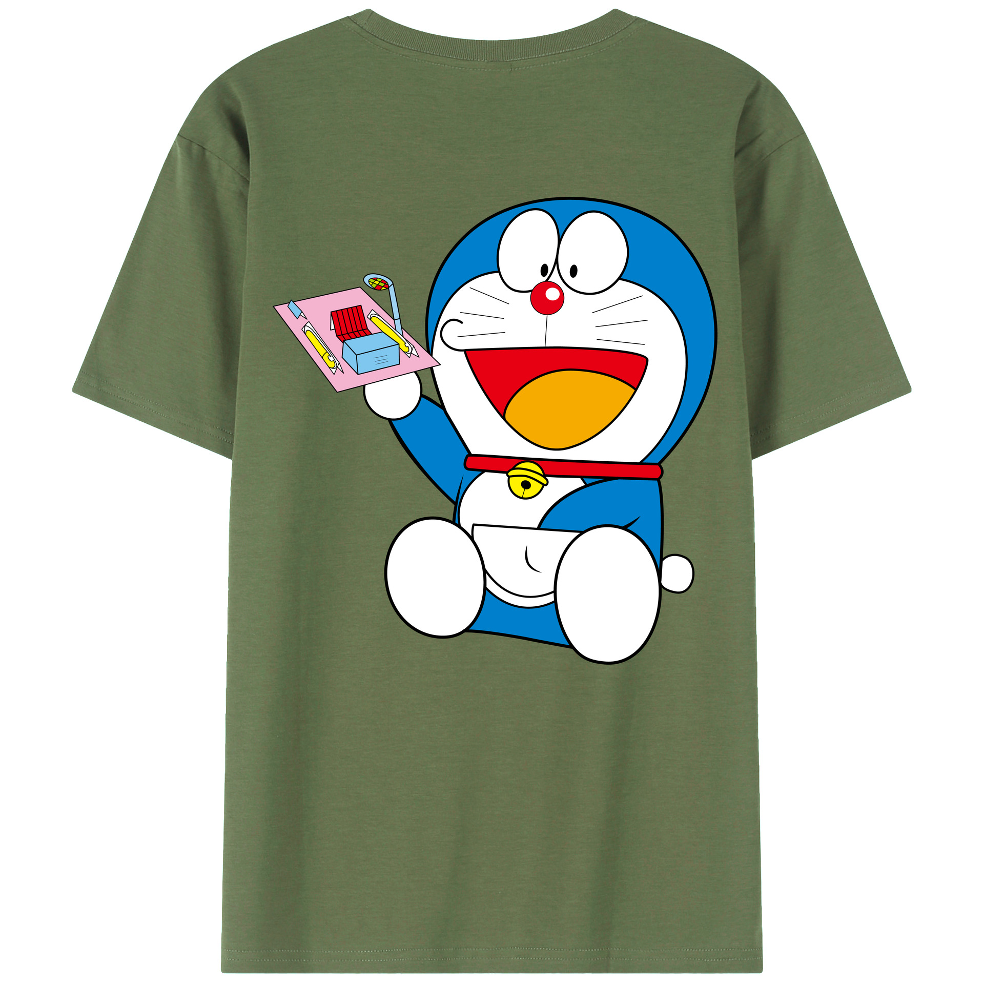 （画像用） ドラえもん Doraemon 綿100％ メンズ半袖Tシャツ（バックプリント） 通気性
